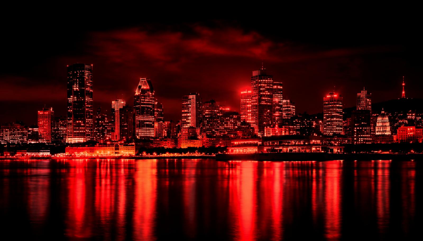 Montréal la nuit en rouge